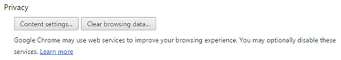 The Privacy settings panel in the Chrome web browser