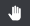 A black button with a white hand in the center of the button.