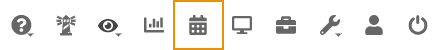 Toolbar, with the Calendar button boxed in orange to make it more visible.