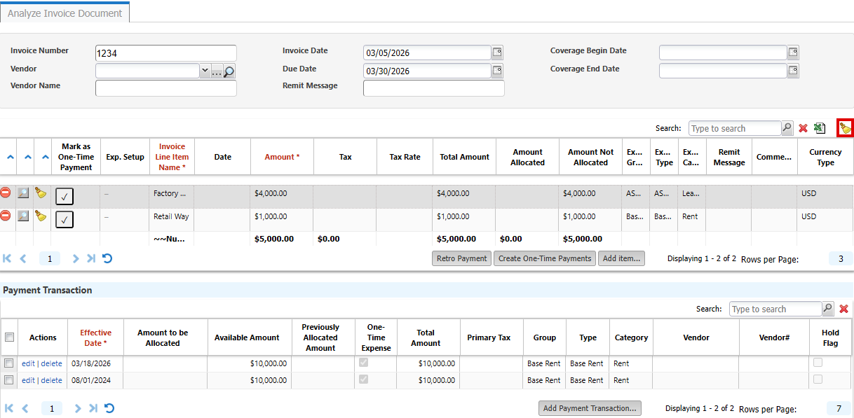 Invoice review dialog