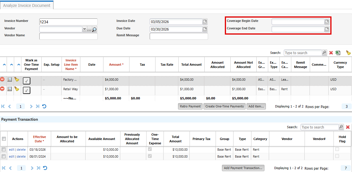 Invoice review dialog
