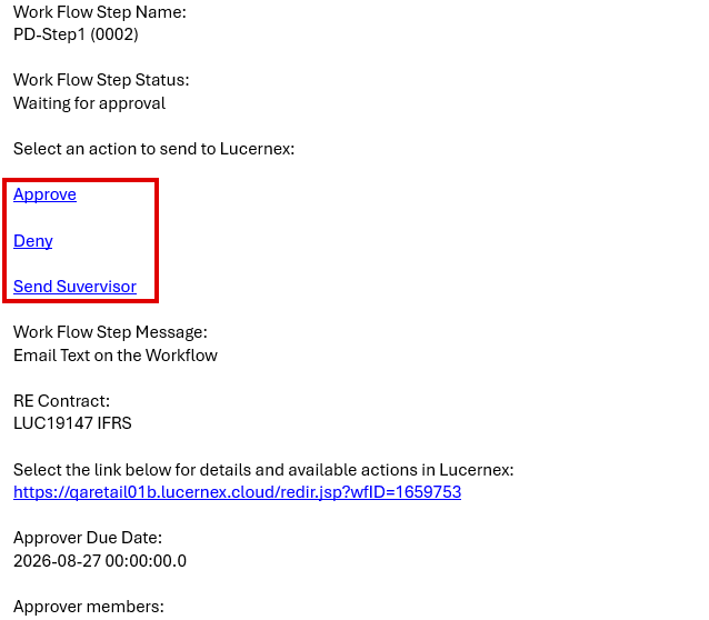 Email with link to actions
