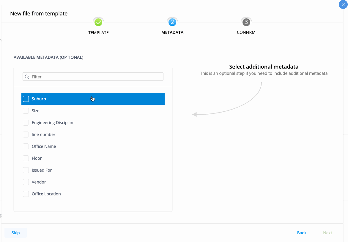 Select Additional Metadata