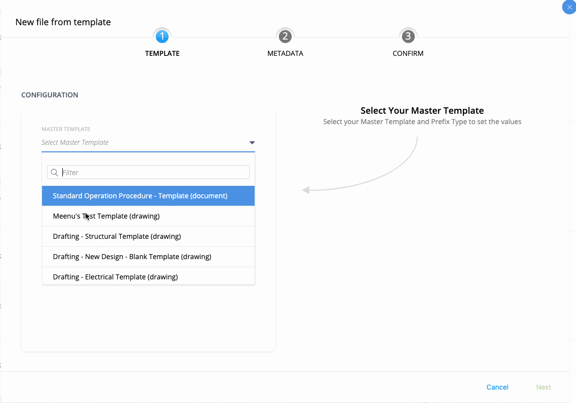 Select Master Template